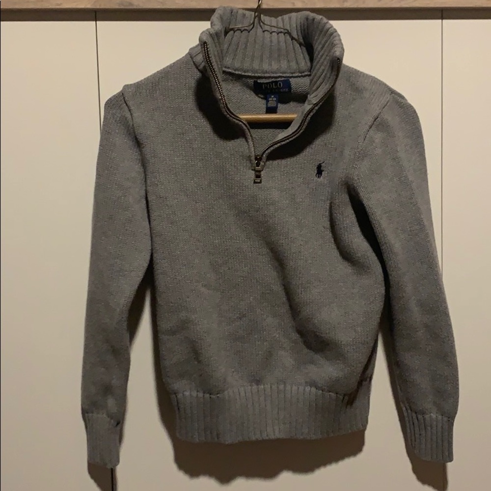 Grey 3/4 Zip Knit Top
